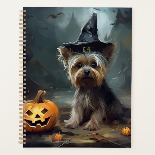 Yorkshire Terrier pompoenen Halloween eng Planner (Voorkant)