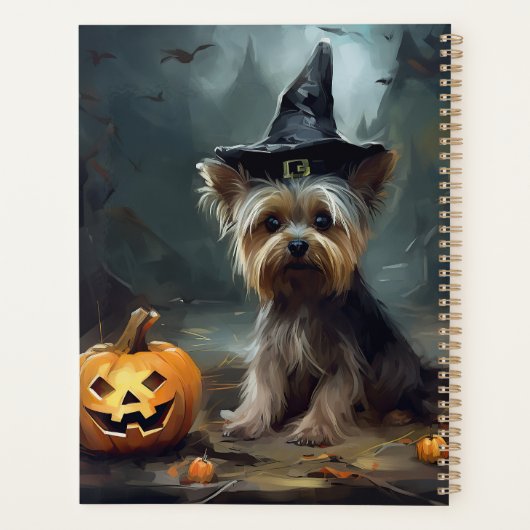 Yorkshire Terrier pompoenen Halloween eng Planner (Achterkant)