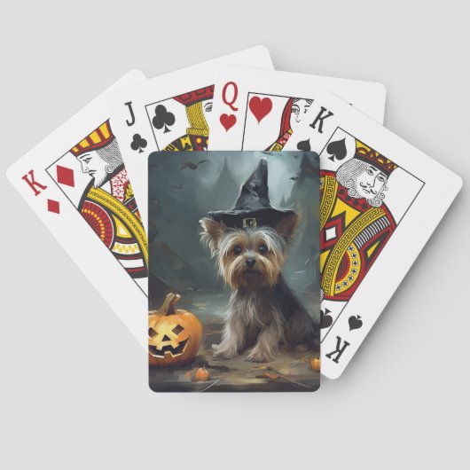 Yorkshire Terrier pompoenen Halloween eng Pokerkaarten (Achterkant)