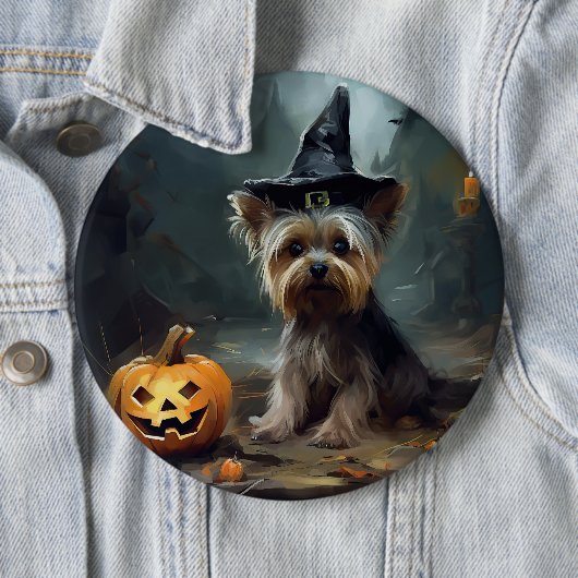 Yorkshire Terrier pompoenen Halloween eng Ronde Button 6,0 Cm (In situ)