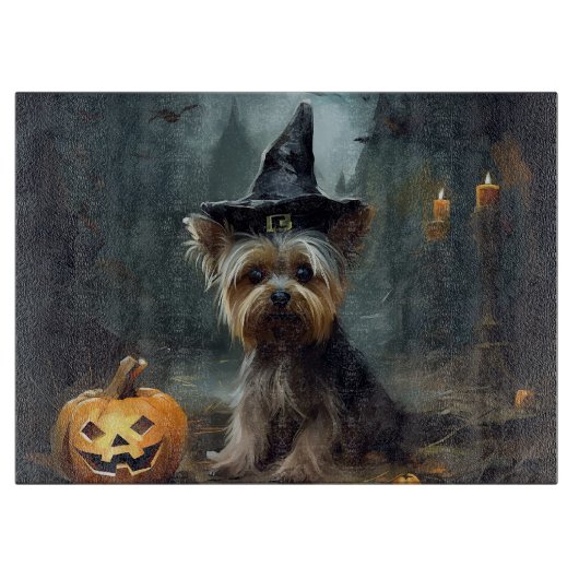 Yorkshire Terrier pompoenen Halloween eng Snijplank (Voorkant)