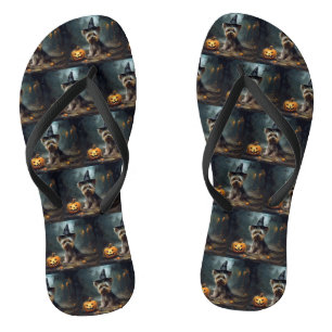 Yorkshire Terrier pompoenen Halloween eng Teenslippers