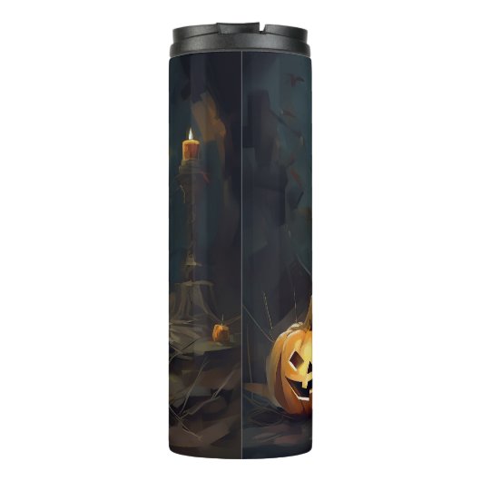 Yorkshire Terrier pompoenen Halloween eng Thermosbeker (Achterkant)