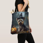 Yorkshire Terrier pompoenen Halloween eng Tote Bag (Dichtbij)