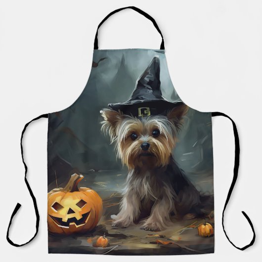 Yorkshire Terrier Pompoenen Halloween Griezelen Schort (Voorkant)