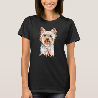 Yorkshire Terrier Portrait Cute Puppy Waterverf T-shirt