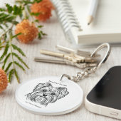 Yorkshire Terrier Portrait Sleutelhanger (Voorkant Rechts)
