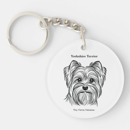 Yorkshire Terrier Portrait Sleutelhanger (Voorkant)