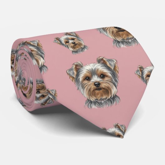 Yorkshire Terrier Portrait Stropdas (Opgerold)