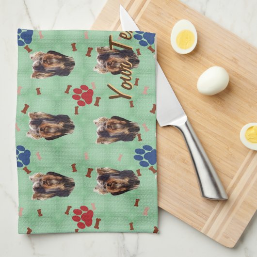 Yorkshire Terrier Portrait Theedoek (Quarter Fold)