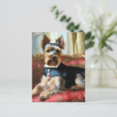 Yorkshire Terrier Portret Elegant Briefkaart (Staand voorkant)