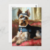 Yorkshire Terrier Portret Elegant Briefkaart (Voorkant / Achterkant)
