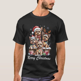 Yorkshire Terrier Prettig Kerstmis Grappige Yorkie T-shirt