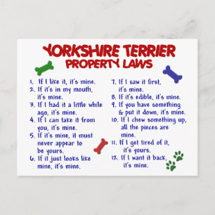 YORKSHIRE TERRIER Property Laws 2 Yorkie Briefkaart