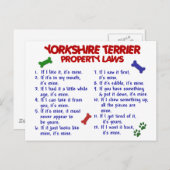 YORKSHIRE TERRIER Property Laws 2 Yorkie Briefkaart (Voorkant / Achterkant)