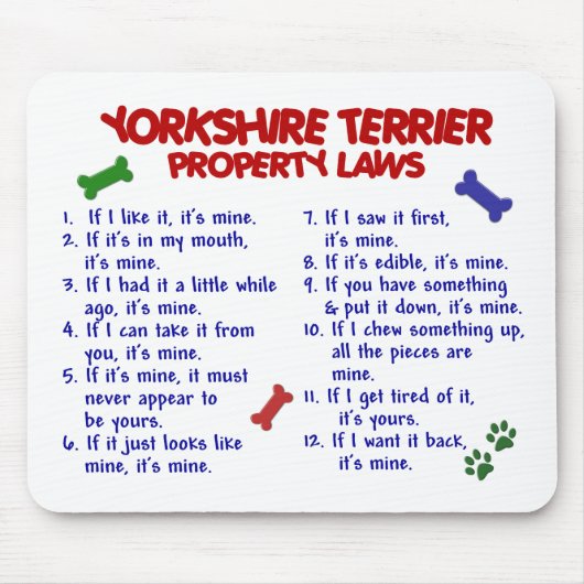 YORKSHIRE TERRIER Property Laws 2 Yorkie Muismat (Voorkant)