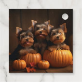 Yorkshire Terrier Pup Autumn Delight Pumpkin Bedankjes Labels (Achterkant)