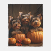 Yorkshire Terrier Pup Autumn Delight Pumpkin Fleece Deken (Voorkant)
