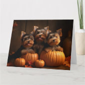 Yorkshire Terrier Pup Autumn Delight Pumpkin  Kaart (Voorkant)