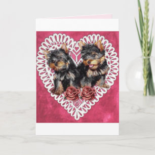Yorkshire Terrier Puppies Valentijns Feestdagen Kaart