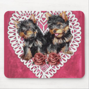 Yorkshire Terrier Puppies Valentijns Muismat