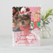 Yorkshire Terrier Puppy and Christmas 2 Feestdagenkaart (Staand voorkant)