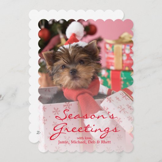 Yorkshire Terrier Puppy and Christmas 2 Feestdagenkaart (Voorkant / Achterkant)