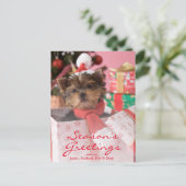 Yorkshire Terrier Puppy and Christmas 2 Feestdagenkaart (Staand voorkant)