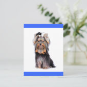 Yorkshire Terrier Puppy Dog Blank Blue Briefkaart (Staand voorkant)