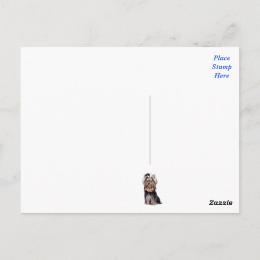 Yorkshire Terrier Puppy Dog Blank Blue Briefkaart (Achterkant)