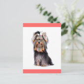 Yorkshire Terrier Puppy Dog Blank Roze Briefkaart (Staand voorkant)