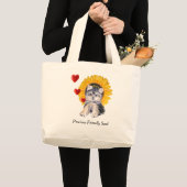 Yorkshire Terrier puppy dog, hearts & sunflower Grote Tote Bag (Voorkant (product))