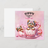 Yorkshire Terrier Puppy Dog voor Valentijnsdag Feestdagenkaart (Voorkant / Achterkant)