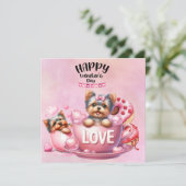 Yorkshire Terrier Puppy Dog voor Valentijnsdag Feestdagenkaart (Staand voorkant)