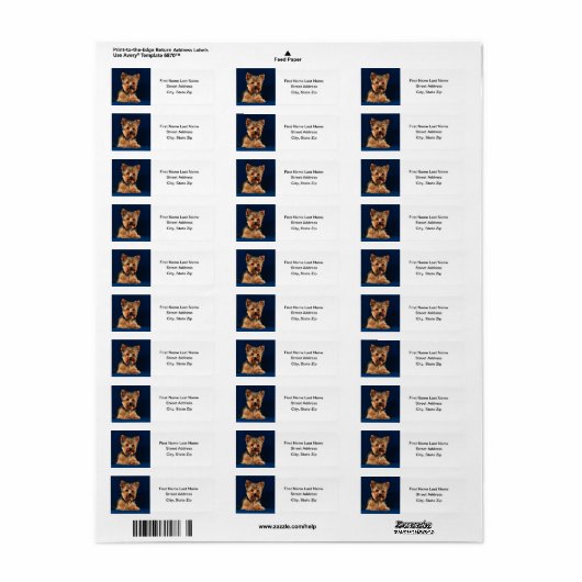 Yorkshire Terrier Puppy Etiket (Full Sheet)