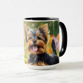 Yorkshire Terrier Puppy Field of Flowers Mok (Voorkant rechts)