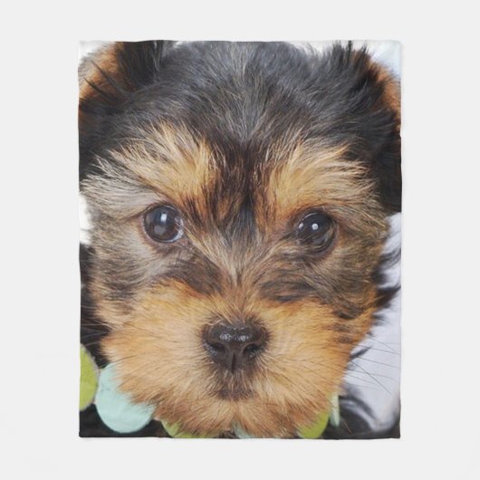 Yorkshire Terrier Puppy Fleece Deken (Voorkant)