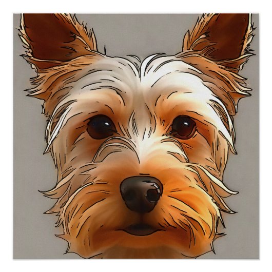 Yorkshire Terrier Puppy Head Portrait Perfect Poster (Voorkant)