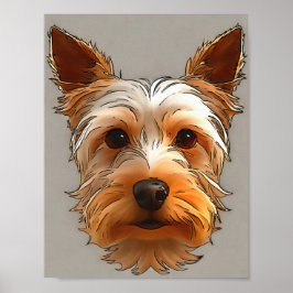 Yorkshire Terrier Puppy Head Portrait Poster