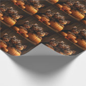 Yorkshire Terrier Puppy Herfst Delight Pompoen Cadeaupapier (Hoek)