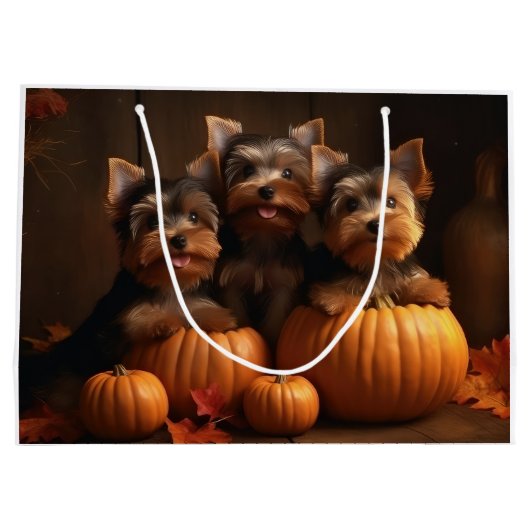 Yorkshire Terrier Puppy Herfst Delight Pompoen Groot Cadeauzakje (Achterkant)