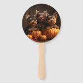 Yorkshire Terrier Puppy Herfst Delight Pompoen Handwaaier (Voorkant)