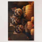 Yorkshire Terrier Puppy Herfst Delight Pompoen Legpuzzel (Verticaal)