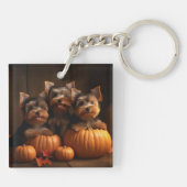 Yorkshire Terrier Puppy Herfst Delight Pompoen Sleutelhanger (Achterkant)