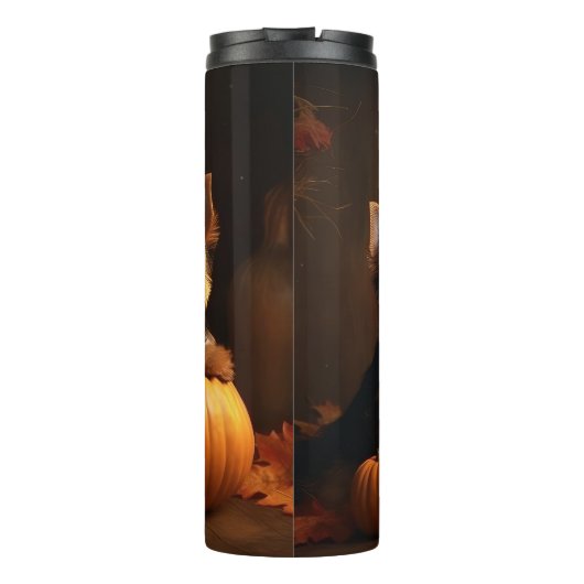 Yorkshire Terrier Puppy Herfst Delight Pompoen Thermosbeker (Achterkant)