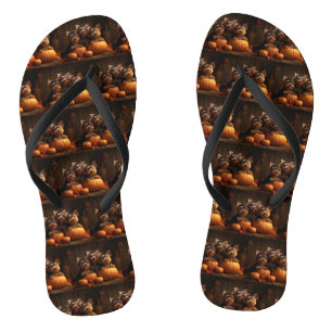 Yorkshire Terrier Puppy Herfstpracht Pompoen  Teenslippers