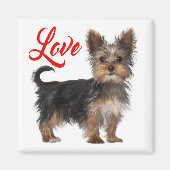 Yorkshire Terrier Puppy Hond Rood Liefde Magneet (Voorkant)