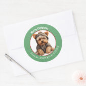 Yorkshire Terrier Puppy in Winter Hoodie Kerstmis Ronde Sticker (Envelop)