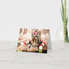 Yorkshire Terrier Puppy Kerstbriefje Kaart