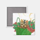 Yorkshire Terrier Puppy Kerstgroet Magneet (Voorkant / Achterkant)